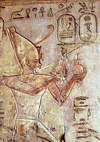 Relief of Psamtik I making an offering to Ra-Horakhty (Tomb of Pabasa)