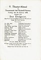 Theaterzettel von Frank Wedekinds Erdgeist, 1898 (Nachdruck von 1923)