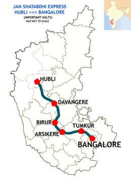 (Hubli - Bangalore) Janshatabdi Express Route map