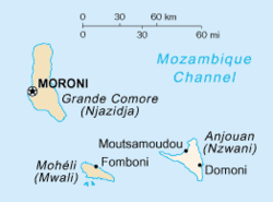 Anjouan'ın Komorlar içerisindeki konumu