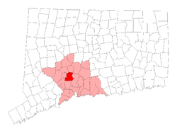 Location in New Haven County, کنیکٹیکٹ