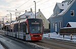 Bergen Light Rail Variotram 201 in Inndalsveien, in January 2010