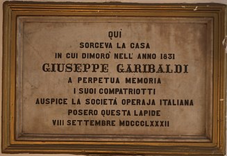 Turchia, Istanbul: lapide realizzata in memoria di Giuseppe Garibaldi su iniziativa della Società Operaia Italiana