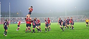 Rugbymatch im Musgrave Park zwischen Munster Rugby und den Scarlets im Jahr 2007