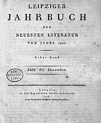 Leipziger Literaturzeitung, Titelblatt, 1. Bd. July-Dezember, 1800
