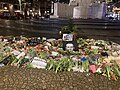 Flowers and messages left at the National Monument after the death of Alexei Navalny