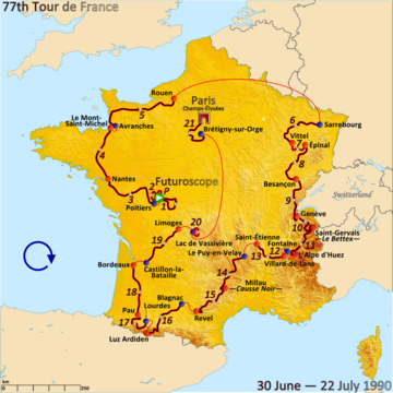 1990 Tour de France rotası