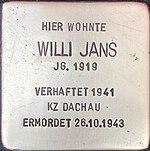 Stolperstein für Willi Jans (Prinz-Ferdinand-Straße 5)