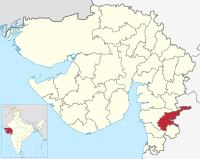 मानचित्र जिसमें तापी ज़िला Tapi district તાપી જિલ્લો हाइलाइटेड है