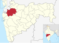 मानचित्र जिसमें नाशिक ज़िला Nashik district हाइलाइटेड है