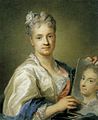 Rosalba Carriera'nın elinde kız kardeşinin resmi bulunan kendi çizdiği portresi, 1715