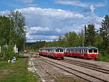 16.–17. KW Zwei Triebwagen der Inlandsbahn in Sorsele, Schweden