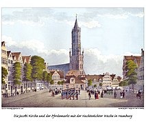 II 32 Jacobi Kirche und Pferdemarkt mit der Nachtwächter Wache