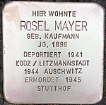 Stolperstein für Rosel Mayer (Bruchstraße 31)