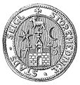 English: Town seal, 1751 Dansk: Bysegl, 1751