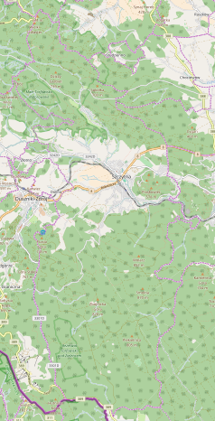 Mapa konturowa Szczytnej, na dole nieco na lewo znajduje się punkt z opisem „Torfowisko pod Zieleńcem”