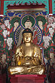 Drewniany siedzący budda Amitabha