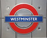 London Underground station sign for Westminster