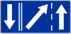 F-16 "end of lane on bidirectional carriageway" (traffic in centre lane must move to right)