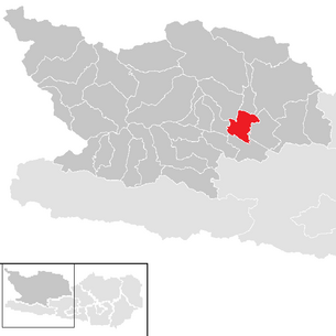 Lage der Gemeinde Seeboden am Millstätter See im Bezirk Spittal an der Drau (anklickbare Karte)