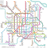 Eine Karte des Shanghaier Schienentransits führt Passagiere zum Zielort