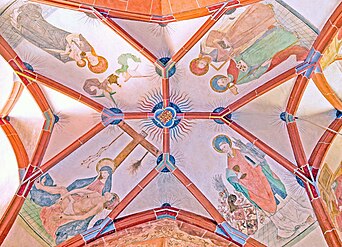 Gewölbe im südlichen Seitenschiff mit Marien- und Heiligendarstellungen