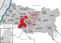 Elhelyezkedése Baden-Württemberg térképén