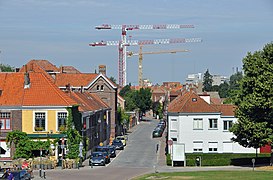 De Peterseliestraat, gezien van bij de Sint-Janshuismolen