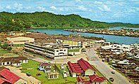 Aerial view of the city centre and Kampong Sultan Lama (right) in the 1950s