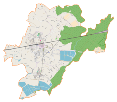 Mapa konturowa gminy Chybie, blisko centrum na lewo znajduje się punkt z opisem „Mnich”