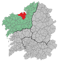 Comarca Coruña.nin Galiçya ve İspanya'da konumu