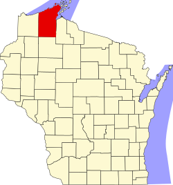 Karte von Bayfield County innerhalb von Wisconsin