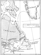 Hypothetische Karte von Þorfinnr karlsefnis Expedition nach Vinland