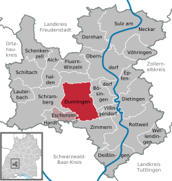 Elhelyezkedése Baden-Württemberg térképén