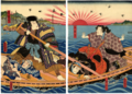 Jiraiya, Sunrise and Boat, ukiyo-e, Utagawa Kunisada (1852).