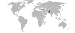 Haritada gösterilen yerlerde Pakistan ve Turkey