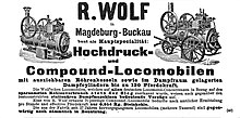 Werbeanzeige für Hochdruck- und Compoundlokomobile von 1890