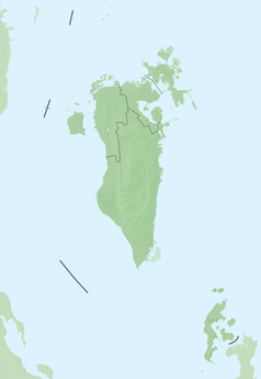 Mapa konturowa Bahrajnu, w centrum znajduje się punkt