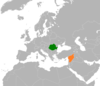 Location map for Romania and Syria.