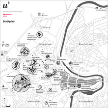 Stadtplan der Länggasse mit Arealen und Gebäuden der Universität Bern