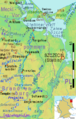 Ausschnitt aus der Relief-und Gewässer-Karte: Ucker/Uecker, Randow, Welse