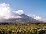 The San Miguel volcano dominates the local topography