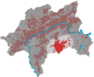 Lage des Bezirks Ronsdorf in Wuppertal