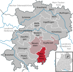 Elhelyezkedése Baden-Württemberg térképén