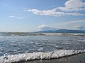 A ground-level view from Wreck Beach, looking towards Bowen Island.