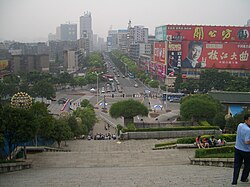Looking down one of Yichang's main streets