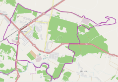 Mapa konturowa Łochowa, u góry po lewej znajduje się punkt z opisem „Łochów”