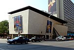 Exterior facade of the Bata Shoe Museum from across the intersection