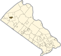 Location of Quakertown in Bucks County, Pennsylvania.