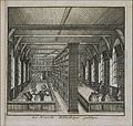 Locatie Rapenburg 70 (1694) La nouvelle bibliothèque, uit Les delices de Leide, une des célèbres villes de l'Europe, Leiden: P. van der Aa, 1712